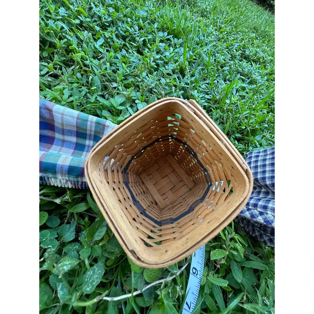 Longaberger Handwoven Baskets Set of 2 Plaid Liner Vtg 1994 Dresden Ohio mini